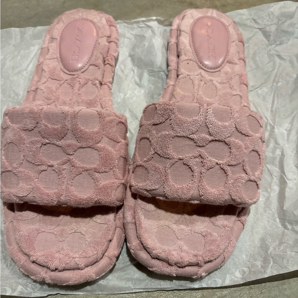 Pink coach slippers- new without box